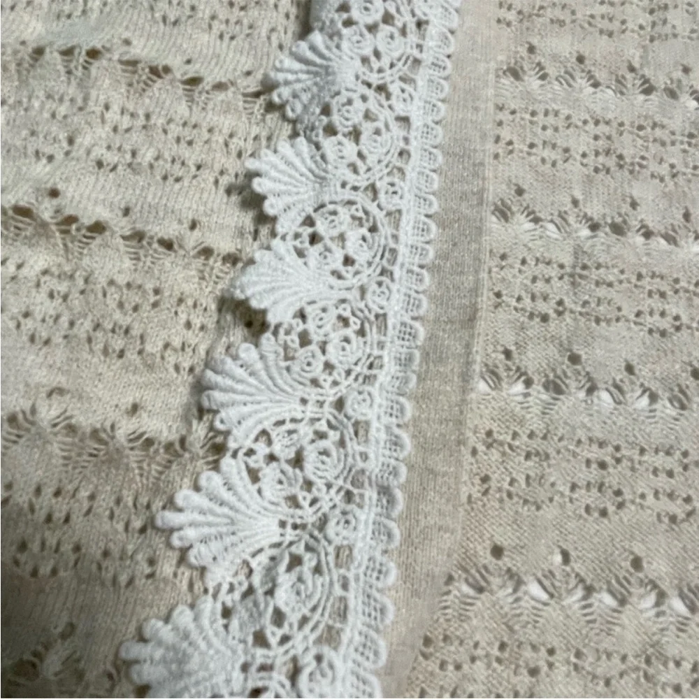 Gap Kids knit  Lace Trim Cardigan short sleeve Oatmeal Girl’s 10